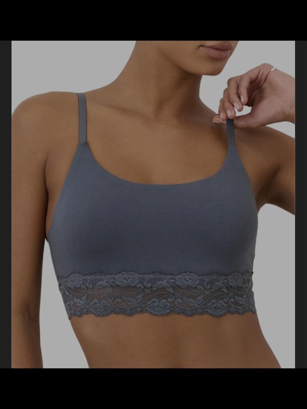 NWT- Pact Organic- Light Blue Lace-Trim Seamless Bralette